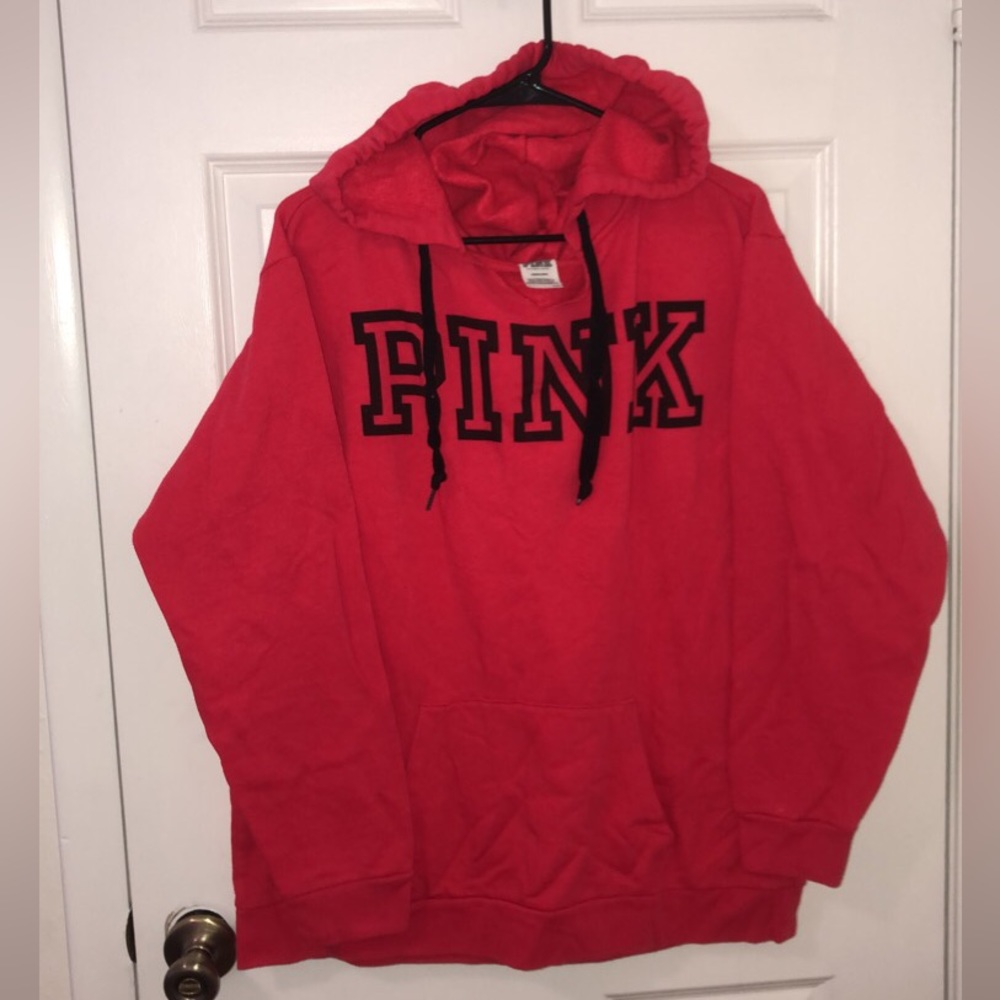 Red PINK Hooded Pullover
